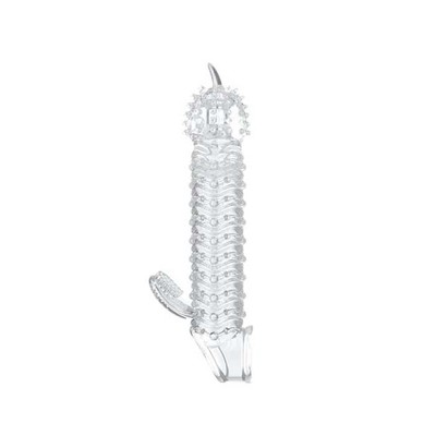 Foto 2 do produto Capa Peniana com Anel para Escroto, Nódulos Massageadores e Estimulador de Clitóris - 3R Import | 12 x 3,5 cm