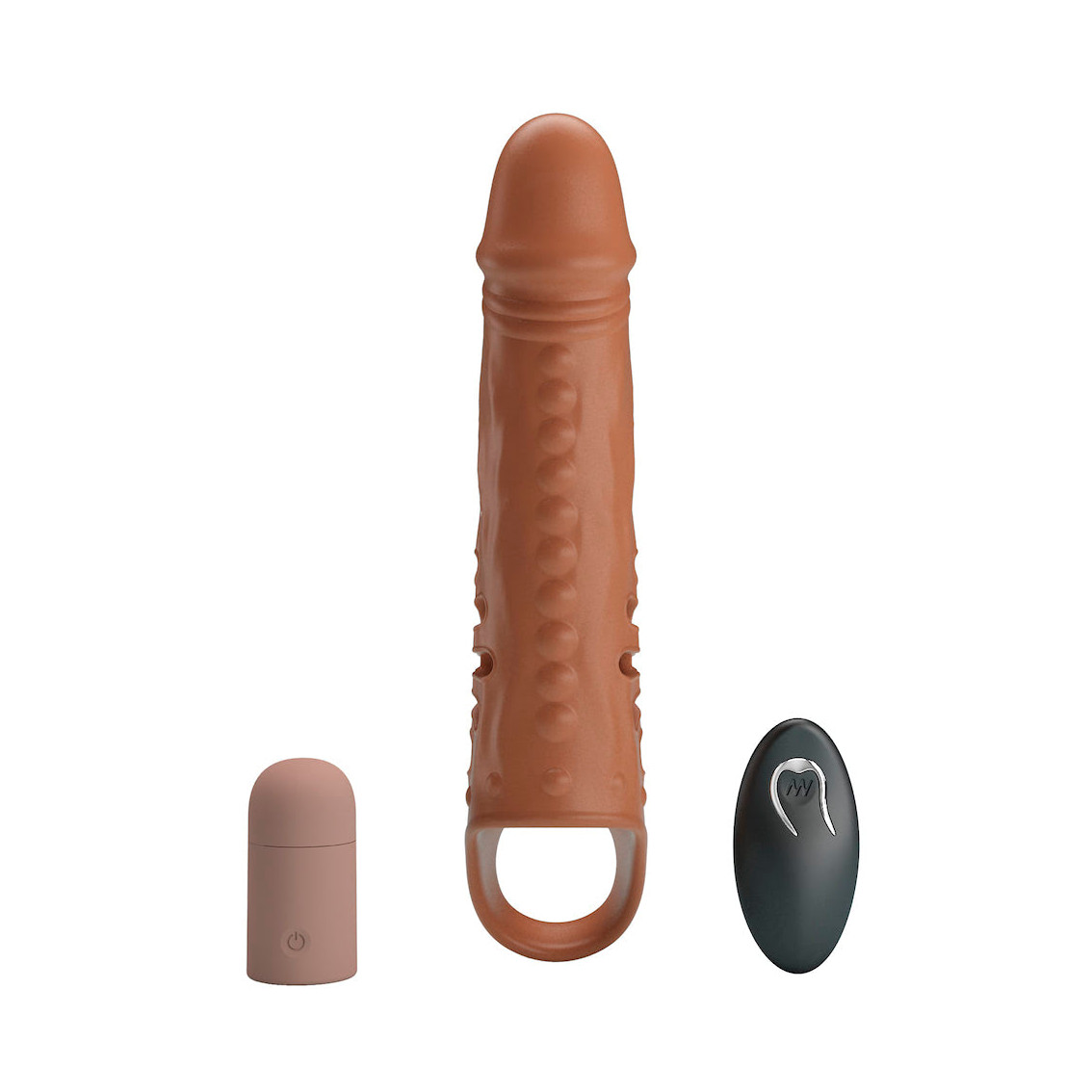 Capa Peniana com Anel para Escroto em TPE, Cápsula Vibratória de 12 Modos de Vibração, Recarregável e Controle Remoto - Pretty Love | 11,8 x 3 cm - 4