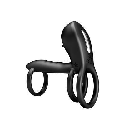 Foto 5 do produto Capa Peniana em Silicone com Anel Triplo, Língua Estimuladora de Clitóris, 12 Modos de Vibração e Recarregável - Pretty Love Jammy