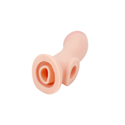 Foto 2 do produto Capa Peniana Extensora em Cyberskin com Anel para Escroto e Glande Preenchida - Leke Realistic The Original Cock | 13 x 3,2 cm