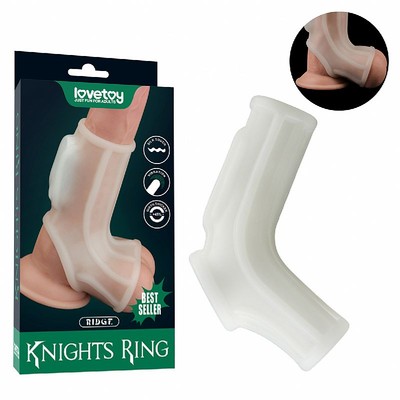 Foto 1 do produto Capa Peniana e Escroto Vazada em TPE com Textura e Vibração - Lovetoy Knights Ring Ridge | 13,3 x 2,8 cm