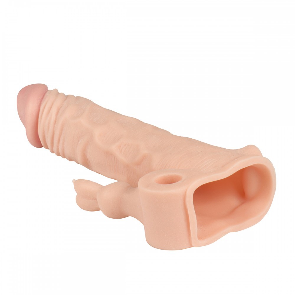 Capa Peniana Extensora Com Glande Preenchida, Texturas de Veias, Estimulador de Coelho e Bullet Vibratório - Nakladka | 12 x 3,4 cm - 4