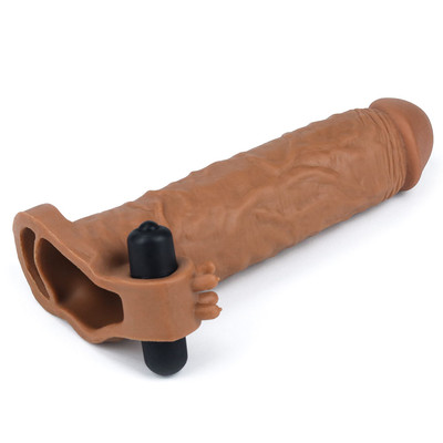 Foto 3 do produto Capa Peniana Extensora com Preenchimento de 5 cm na Ponta e Cápsula Vibratória  - Pleasure X-Tender Series | 19 x 4 cm | Disponível em 2 Cores
