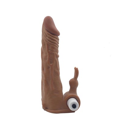 Foto 4 do produto Capa Peniana Extensora em TPE com Glande Preenchida, Estimulador de Clitóris e Vibração Única - Sexy Import | 15 x 3,2 cm | Disponível em 2 Cores