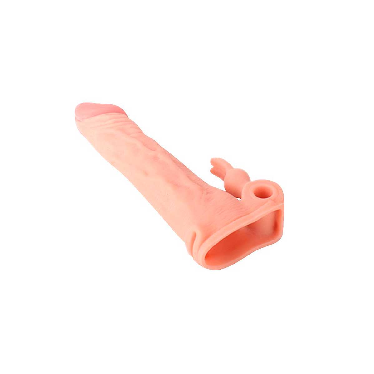 Capa Peniana Extensora em TPE com Glande Preenchida, Estimulador de Clitóris e Vibração Única - Sexy Import | 15 x 3,2 cm | Disponível em 2 Cores - 2