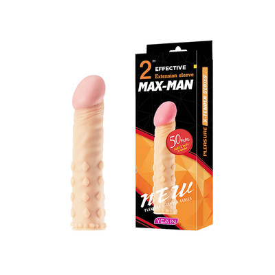 Capa Peniana Extensora em TPE com Relevos Salientes e Glande Preenchida - Yeain Effective Extension Sleeve Max-Man 2" | 12 x 3,5 cm