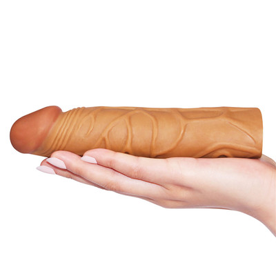 Foto 2 do produto Capa Peniana Extensora em TPE Ultra Macio com Glande Definida Preenchida e Veias Salientes - Pleasure X-Tender Series | 17 x 4 cm | Disponível 2 Cores