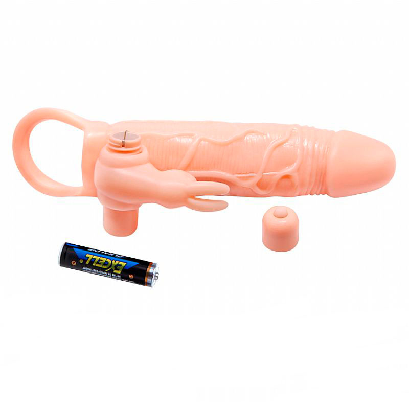 Capa Peniana Extensora Vibratória em Silicone com Glande Definida, Veias Salientes, Anel para Escroto e Estimulador para Clitóris - Pretty Love Brave Man | 12 x 3,3 cm - 4