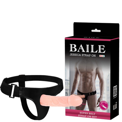 Capa Peniana em Forma de Pênis Realístico em PVC com Cinta Regulável - Baile Jessica Strap On | 9,5 x 2,5 cm