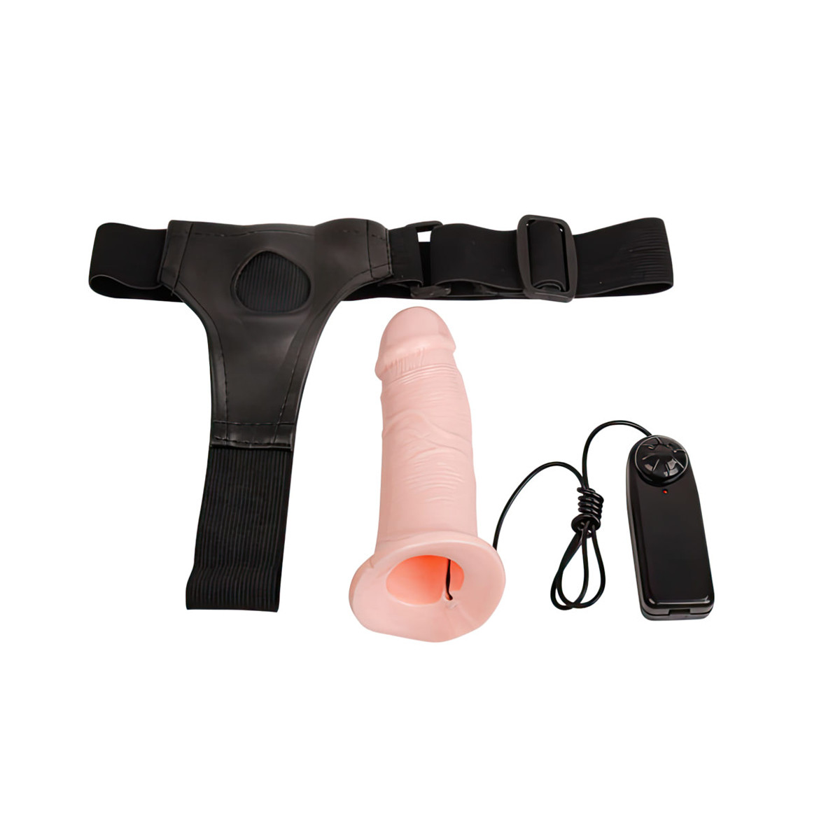Capa Peniana em Formato de Pênis Realístico com Preenchimento na Ponta, Cinta Ajustável e Vibro Multivelocidade - 16 x 4,8 cm - 4