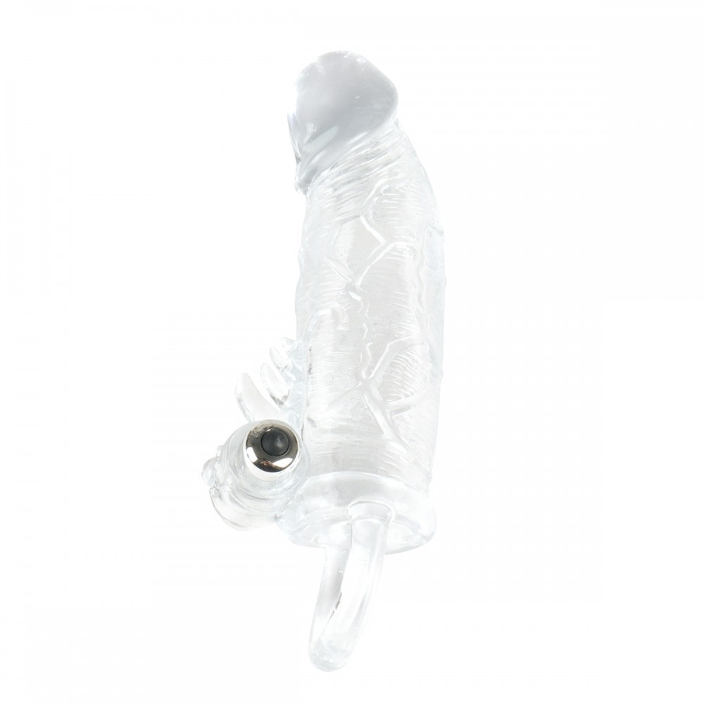 Capa Peniana com Glande Definida, Veias Salientes, Anel para Escroto e Estimulador de Clitóris - Magic Kiss Crystal Sleeve | 11,7 x 3,4 cm - 2