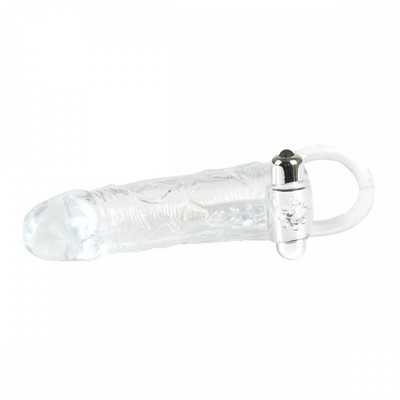 Foto 4 do produto Capa Peniana com Glande Definida, Veias Salientes, Anel para Escroto e Estimulador de Clitóris - Magic Kiss Crystal Sleeve | 11,7 x 3,4 cm