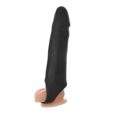 Foto 4 do produto Capa Peniana com Glande, Preenchimento Interno e Anel para Escroto - Adam & Eve Adam's Fantasy Extension With Ball Strap | 15 x 4 cm