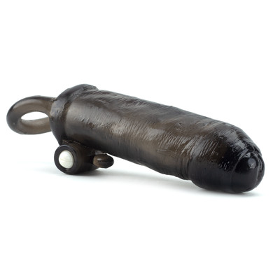 Foto 2 do produto Capa Peniana com Glande Preenchível Preto Fumê e Capsula Vibratória - Penis Extender Black | 11 x 3,2 cm