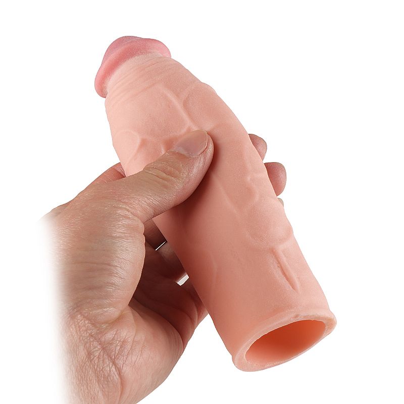 Capa Peniana Realista em TPE com Glande Definida Preenchida, Texturas e Veias Salientes - SI | 17 x 3,3 cm | Disponível em 2 Cores - 4