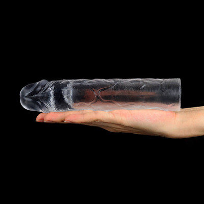 Capa Peniana Realística em Jelly Transparente com Preenchimento Interno - Lovetoy Flawless Clear +2 | 18 x 3,7 cm