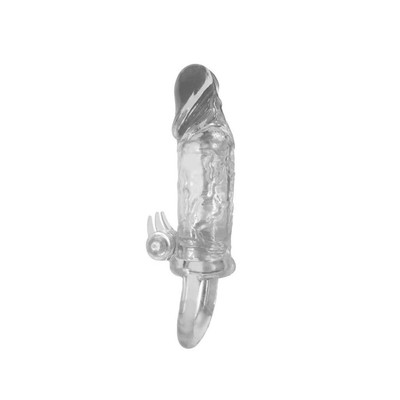 Foto 2 do produto Capa Peniana Realística em Silicone com Preenchimento Interno, Cápsula Vibratória e Vibração Única - Armor Hero | 9,8 x 3,4 cm | Cor: Transparente