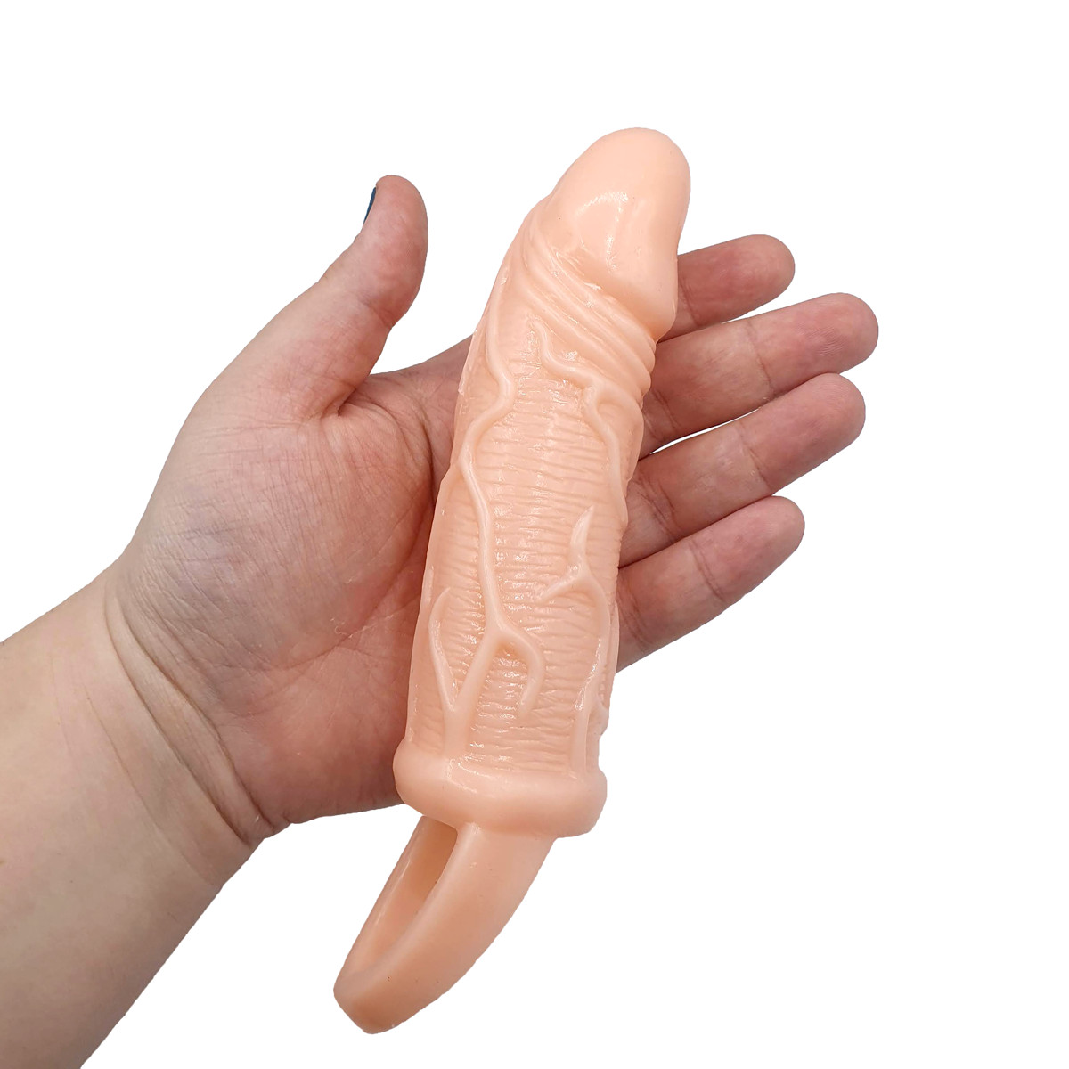 Capa Peniana Realística com Texturas Anelares e Anel Para Escroto - Pretty Love Penis Sleeve Brayden | 12 x 2,5 cm - 6