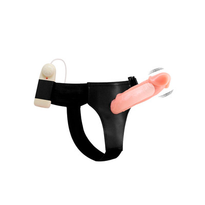 Foto 2 do produto Capa Peniana Realística com Vibração Multivelocidade, Controle Remoto e Cinta Regulável - Baile Jessica Strap On | 9,5 x 2,5 cm