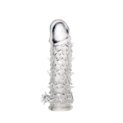 Foto 2 do produto Capa Peniana em Silicone com Textura de Escama - Dragon Clear | 13 x 3,4 cm