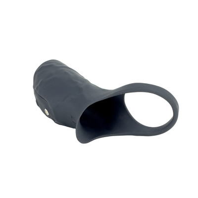 Foto 3 do produto Capa Peniana Vazada com Anel para Escroto em Silicone com 10 Modos de Vibração e Recarregável | 8,5 x 3,3 cm