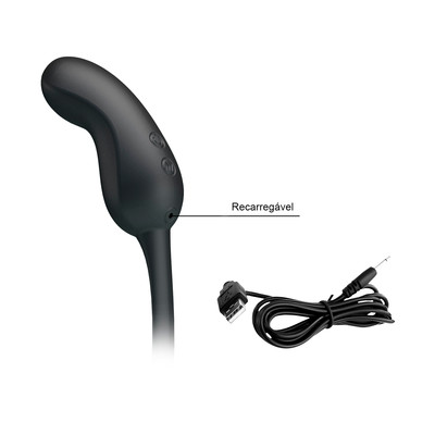 Foto 7 do produto Capa Peniana Vazada em Silicone e Plug Anal Recarregável com 7 Modos de Vibração - Pretty Love Hercules Penis Sheath