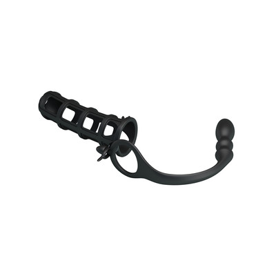 Foto 5 do produto Capa Peniana Vazada em SiIicone com Plug Anal - Pretty Love Hercules Penis Sheath | 11,5 x 3,5 cm