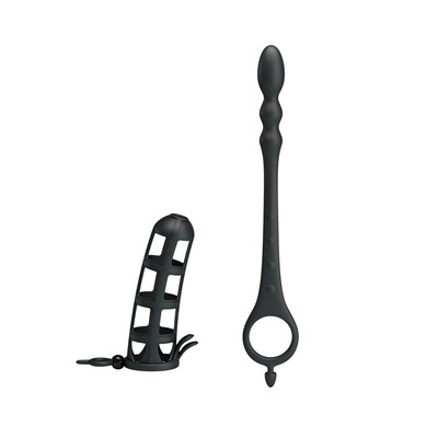 Foto 7 do produto Capa Peniana Vazada em SiIicone com Plug Anal - Pretty Love Hercules Penis Sheath | 11,5 x 3,5 cm