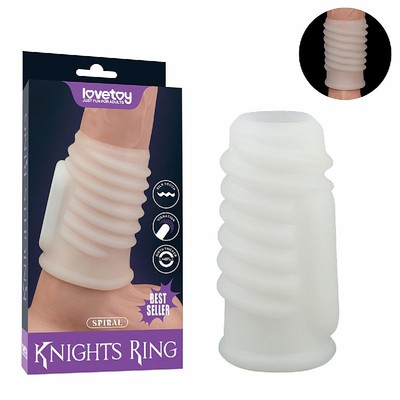 Foto 1 do produto Capa Peniana Vazada em TPE com Textura em Espiral e Vibração - Lovetoy Knights Ring Spiral | 9,3 x 3,2 cm