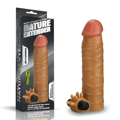 Capa Peniana Extensora com Estimulador de Clítoris e Preenchimento na Ponta - Lovetoy Nature Extender | 17,5 x 3,8 cm | Disponível em 2 Cores