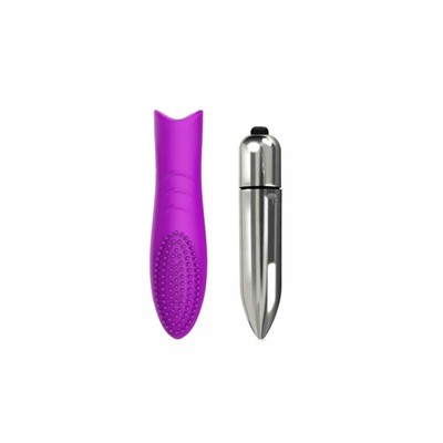 Foto 3 do produto Cápsula Vibratória com 10 Modos de Vibração e Capa em Silicone com Micro Cerdas Massageadoras - 13 x 3 cm | Disponível em 2 Cores