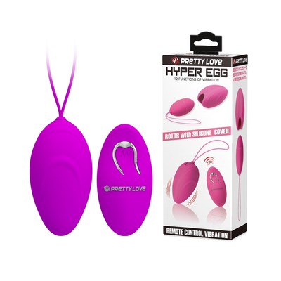 Cápsula Vibratória com Capa, 12 Modos de Vibração e Controle Remoto Sem Fio - Pretty Love Hyper Egg Joanne | 7,8 x 4 cm