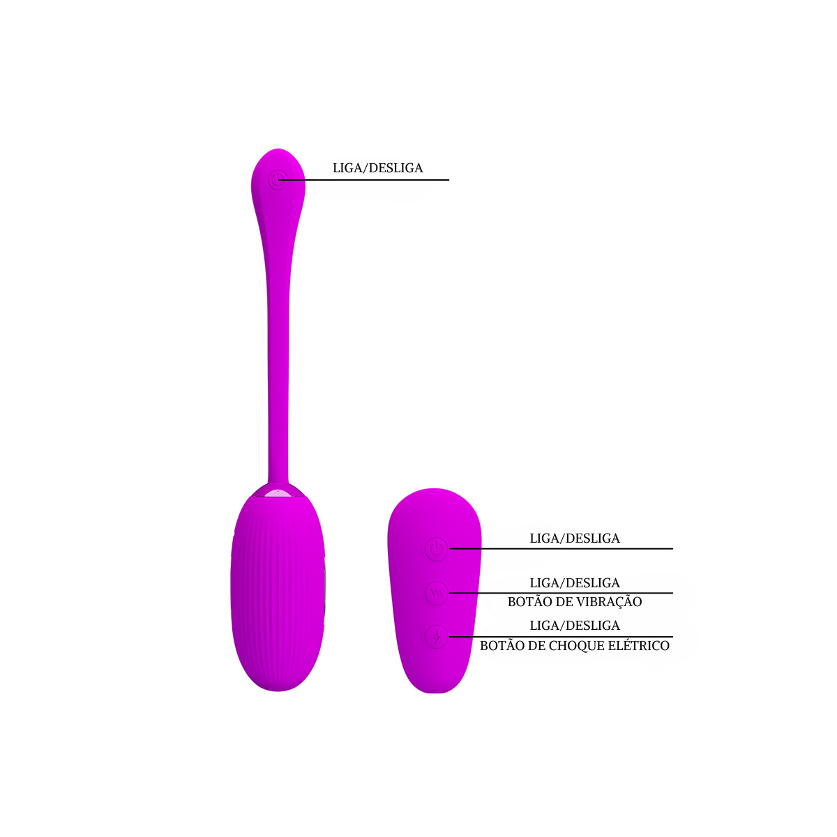 Cápsula Vibratória em Silicone com 7 Modos de Vibrações e 3 Tipos de Choques Elétrico, Controle sem Fio Recarregável - Pretty Love Shock Fun | 7,2 x 3,3 cm | Disponível em 2 Cores - 7