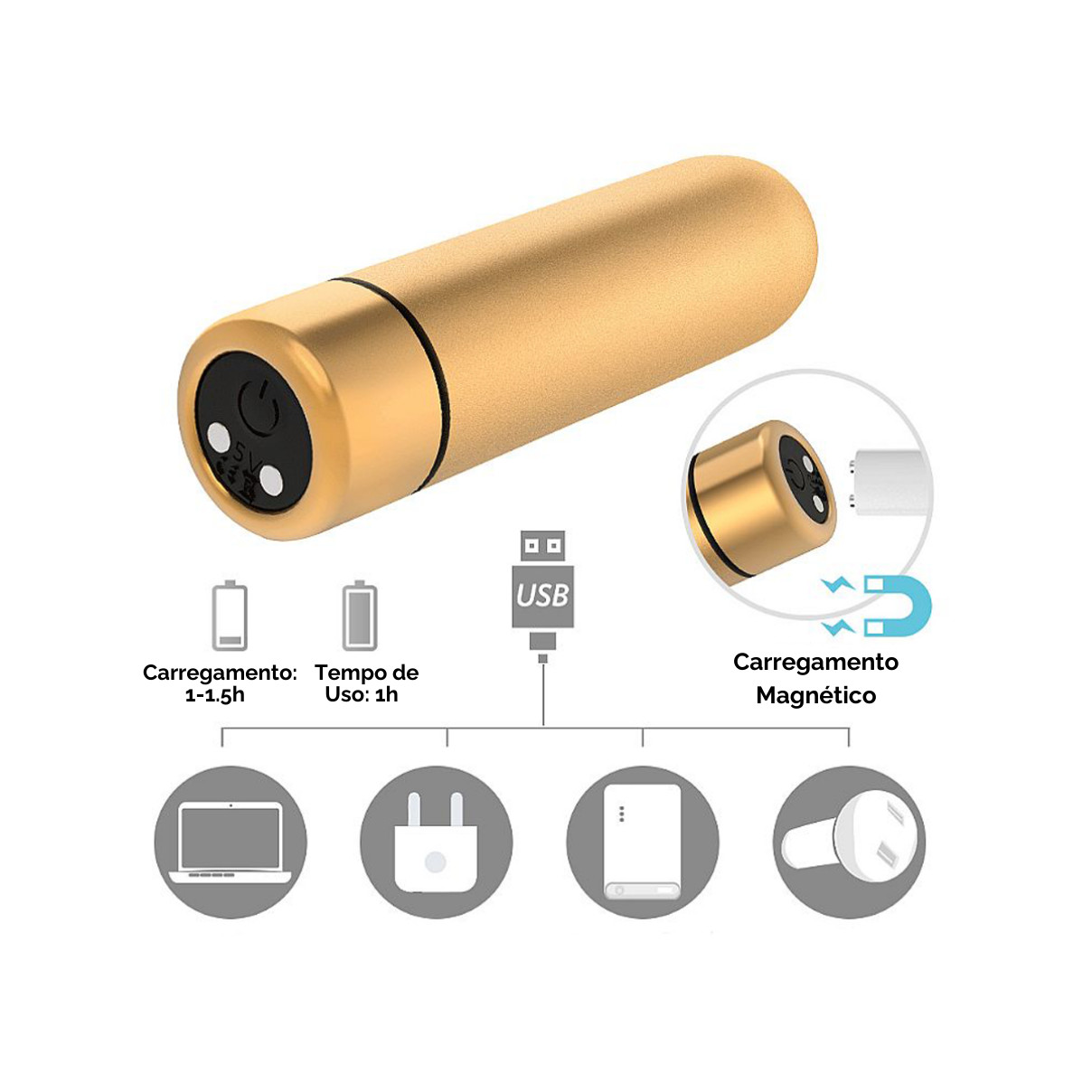 Cápsula Vibratória Recarregável em ABS e 9 Modos de Vibrações - S-Hande Seed-3 | 6,9 x 1,8 cm | Disponível em 2 Cores - 6