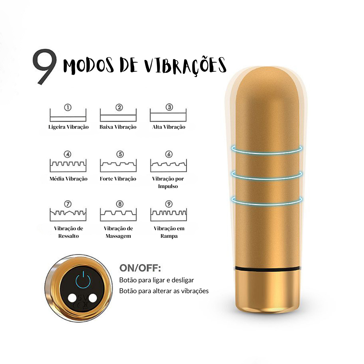 Cápsula Vibratória Recarregável em ABS e 9 Modos de Vibrações - S-Hande Seed-3 | 6,9 x 1,8 cm | Disponível em 2 Cores - 7