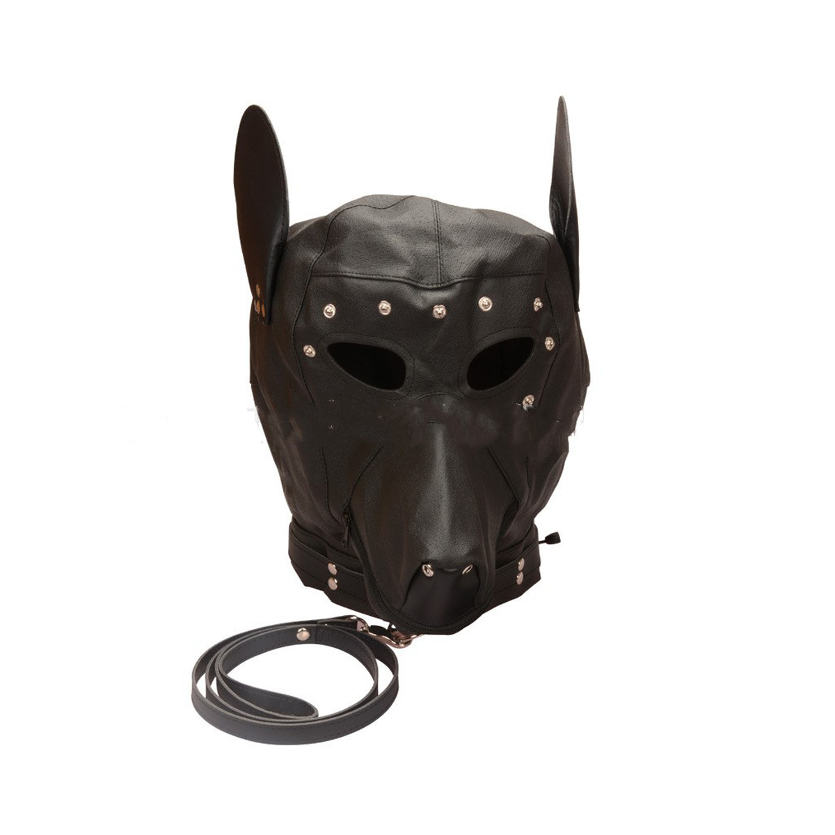 Máscara em Couro Sintético com Focinho, Orelhas, Venda Removível e Guia - 3R Import | Tamanho Único - 2