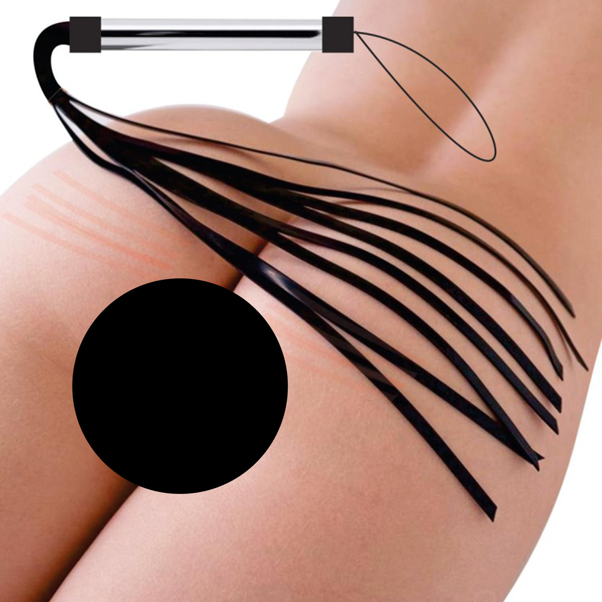 Chicote com Cabo Prateado e Tiras Reforçada Hard - InNamorata | 37,5 cm - 2