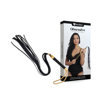 Chicote Flogger Gold com Tiras - New Star Couros | 53 cm