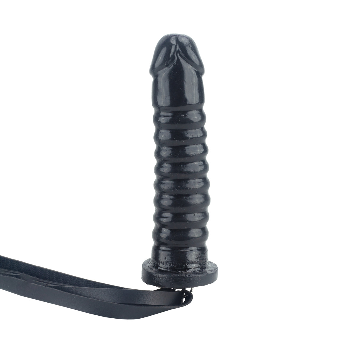 Chicote com Tiras em Couro Ecológico no Formato de Prótese Peniana com Glande Definida e Texturas Onduladas - InNamorata Sex Night | 60 cm - 2