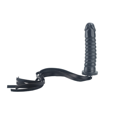 Foto 3 do produto Chicote com Tiras em Couro Ecológico no Formato de Prótese Peniana com Glande Definida e Texturas Onduladas - InNamorata Sex Night | 60 cm