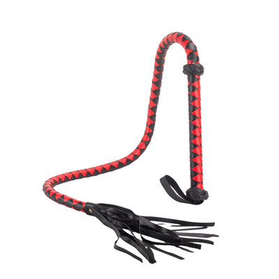Chicote com Tiras em Couro Sintético, Detalhes Trançados e Alça de Mão - SI | 139 cm