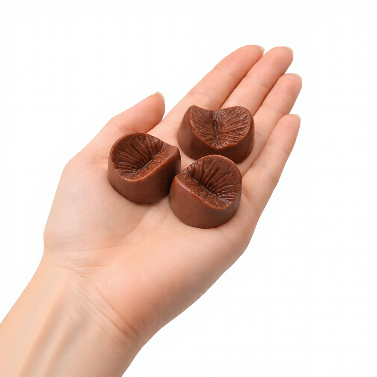 Chocolate Caseiro ao Leite em Forma de Ânus - 3,8 x 2,8 cm | 3 Unidades - 3