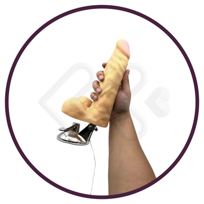 Foto 4 do produto Chuck Vibration 8.1" - Prótese Realística com Formato de Pênis, Ventosa, 12 Modos de Vibração e Controle com Fio - 17,2 x 5 cm