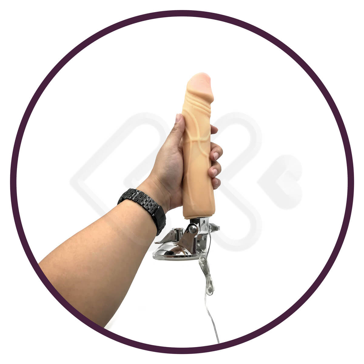 Chuck Vibration 9.5" - Prótese Realística em Formato de Pênis com Ventosa, 12 Modos de Vibração e Controle com Fio - 18,8 x 4,2 cm - 5