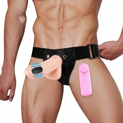 Cinta Ajustável com Capa Peniana em Formato Realístico de Pênis, Bocal de Vagina, Vibração Multivelocidade e Controle com Fio - Wear Penis | 13,5 x 3,9 cm | Disponível em 2 Cores
