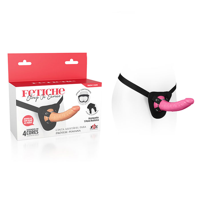 Cinta Ajustável com Prótese em Formato de Pênis Realístico e Anel em Metal - Fetiche Strap On Series - 19 x 5 cm | Disponível em 4 Cores - 7