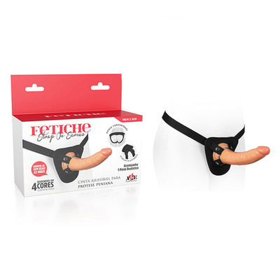 Cinta Ajustável com Prótese em Formato de Pênis Realístico e Anel em Metal - Fetiche Strap On Series - 19 x 5 cm | Disponível em 4 Cores