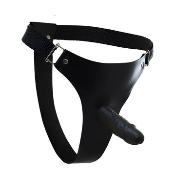 Foto 1 do produto Sensual Import - Cinta em Courvin com Prótese em Formato de Pênis Realístico em Silicone sem Vibro - 14 x 4 cm | Cor: Preto