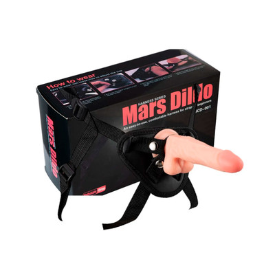 Cinta Peniana Ajustável com Prótese em Formato de Pênis Realístico com Escroto e Ventosa - Harness Series Mars Dildo | 13,5 x 3,3 cm