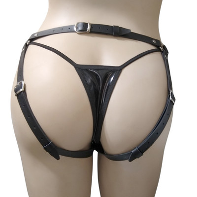 Cinta Peniana Avulsa Estilo Harness em Couro com 2 Aros de Metal e Botões de Pressão - Exclusiva | Tamanho Único